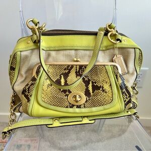 Coach Lime Green Snake Print Satchel